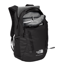 RALLIART Backpack by The North Face product image featuring official Mitsubishi Motors branding, detailed construction, and lifestyle-ready automotive accessory design