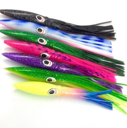 BLUEWING Squid Fishing Lures Trolling Squid Skirt Soft Bulb Squid with  Float Saltwater Fishing Baits for Tuna and Gamefish Rainbow 23cm / 9inch,  Soft Plastic Lures -  Canada