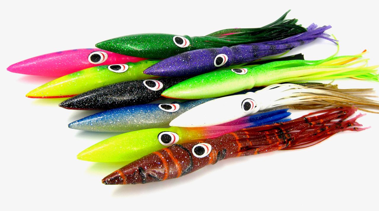bulb squid fishing lures 15" Big Game Trolling Lure | MagBay strength catalysts 3 Pack Fishing Bulb Squids