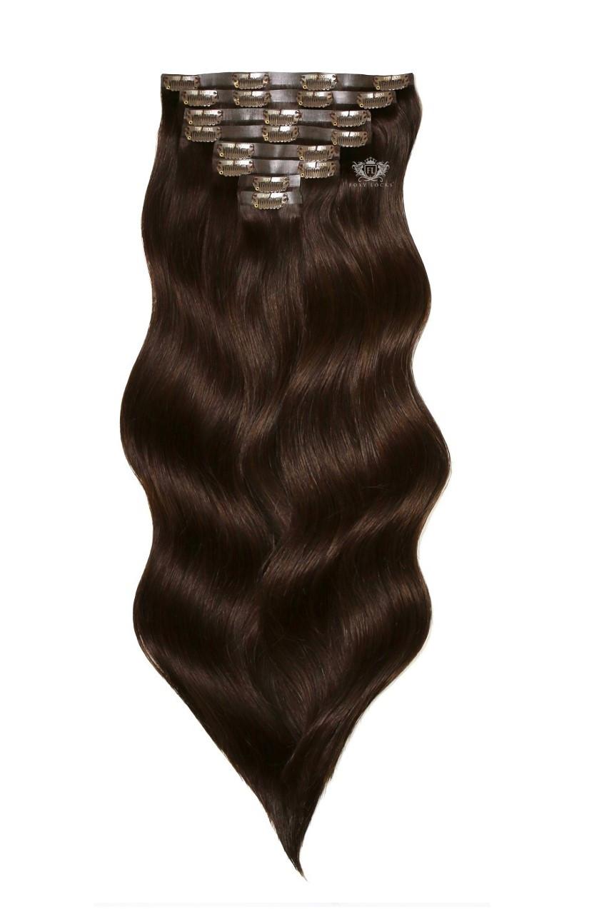 Cocoa - Superior 22" Silk Seamless Clip In Human Hair Extensions 230g