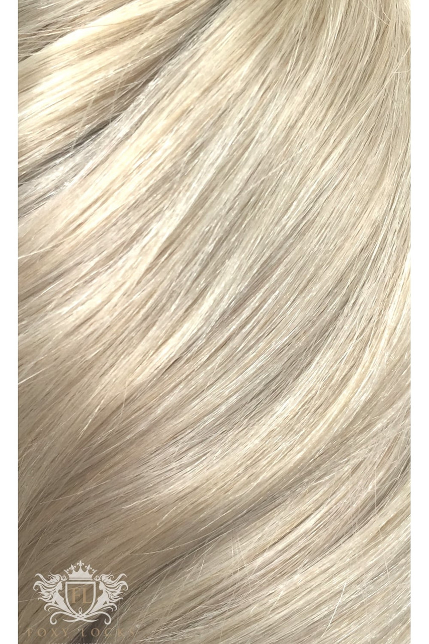 Platinum Blonde - Elegant 20" Silk Seamless Clip In Human Hair Extensions 160g