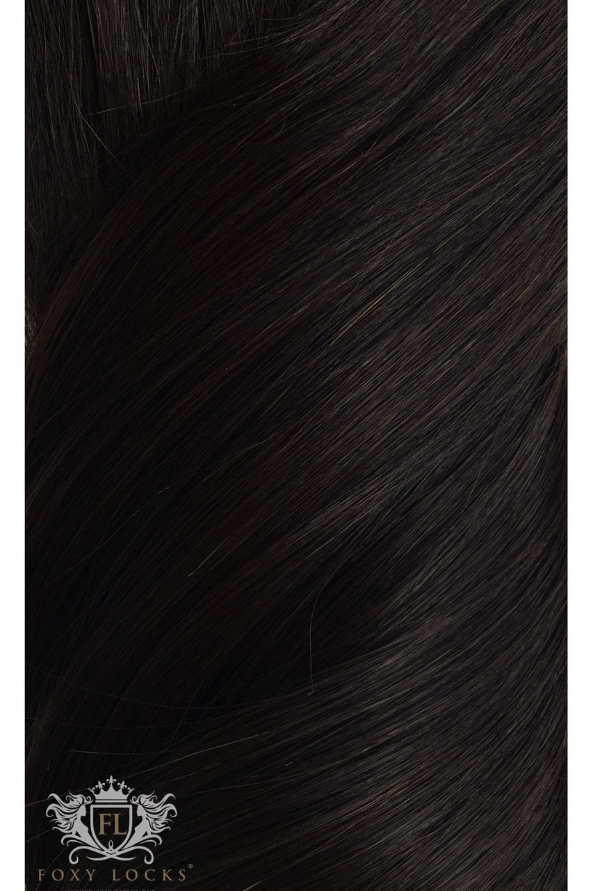 Brown Black - Elegant 16" Silk Seamless Clip In Human Hair Extensions 150g