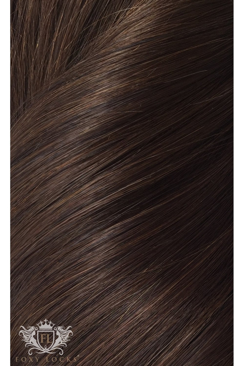 Cocoa - Elegant 16" Silk Seamless Clip In Human Hair Extensions 150g
