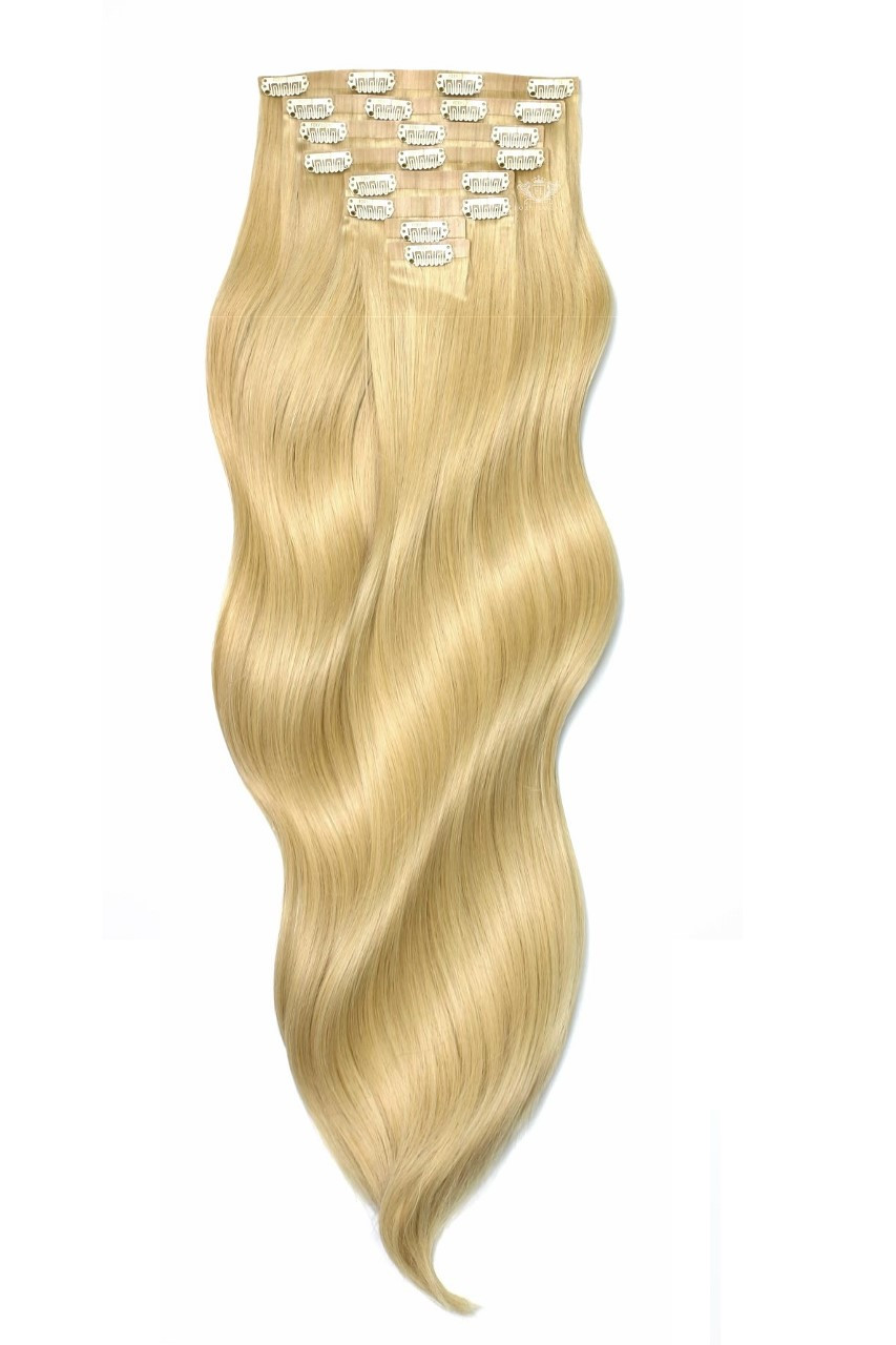Hollywood Blonde - Luxurious 26" Silk Seamless Clip In Human Hair Extensions 300g