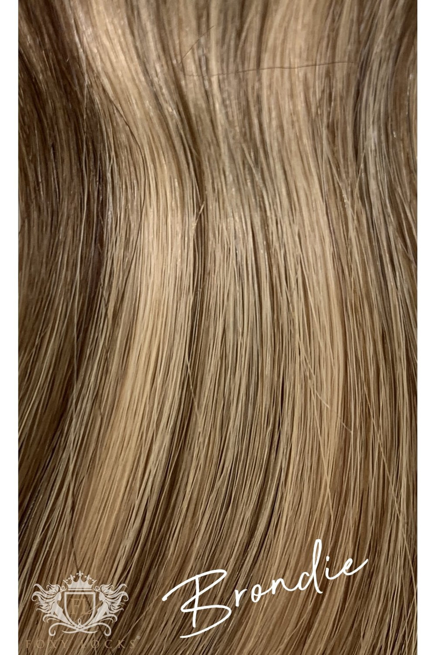 Brondie - Deluxe 20" Silk Seamless Clip In Human Hair Extensions 200g :Rooted: