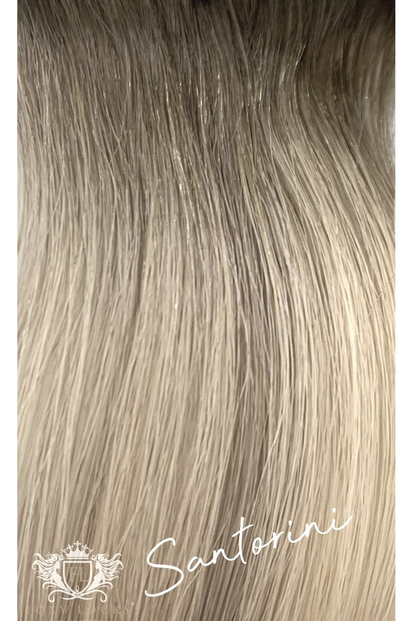 Santorini Blonde - Elegant 16" Silk Seamless Clip In Human Hair Extensions 150g :Rooted: