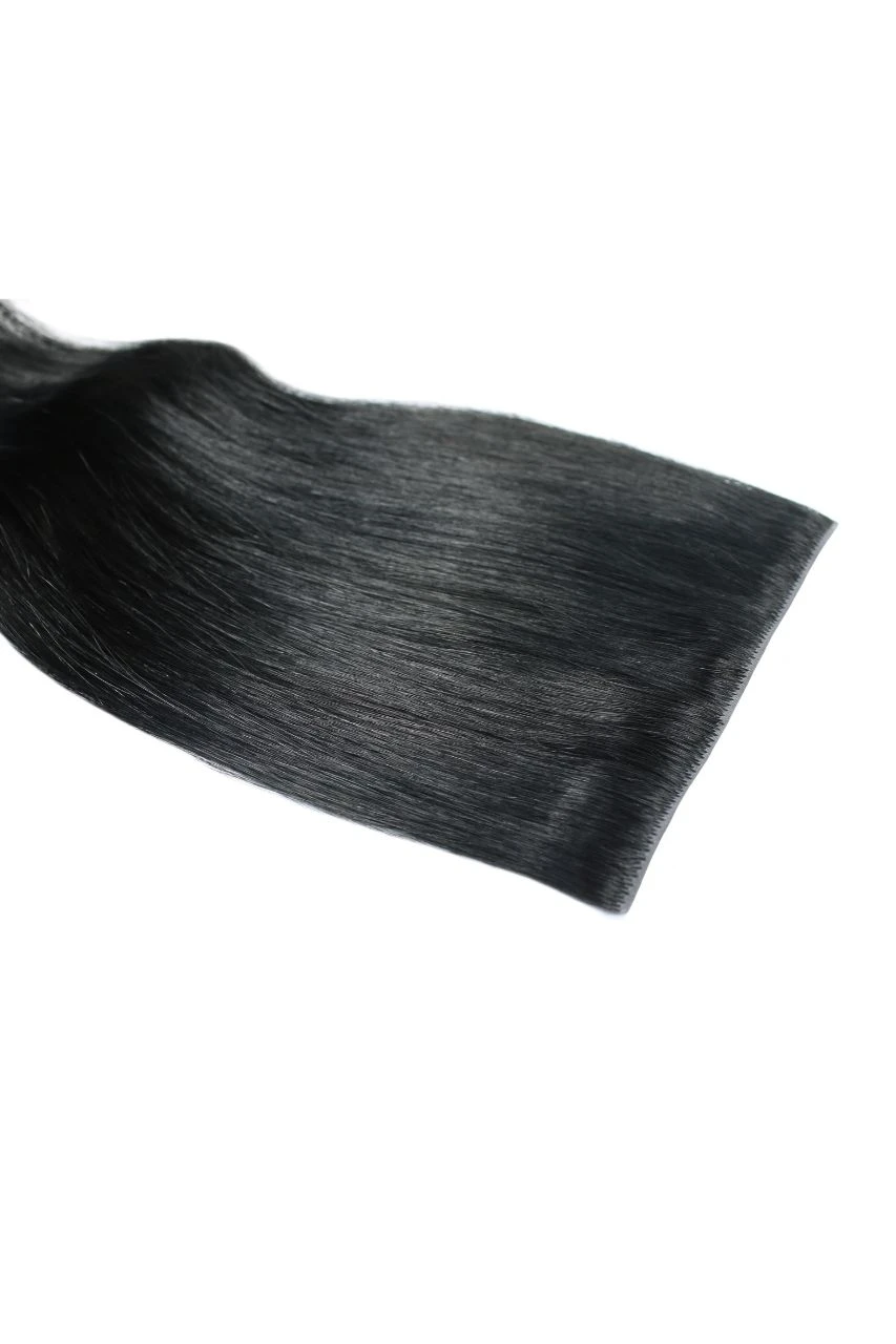 Jet Black - Invisible 20" Deluxe Clip In Remy Human Hair Extensions 200g