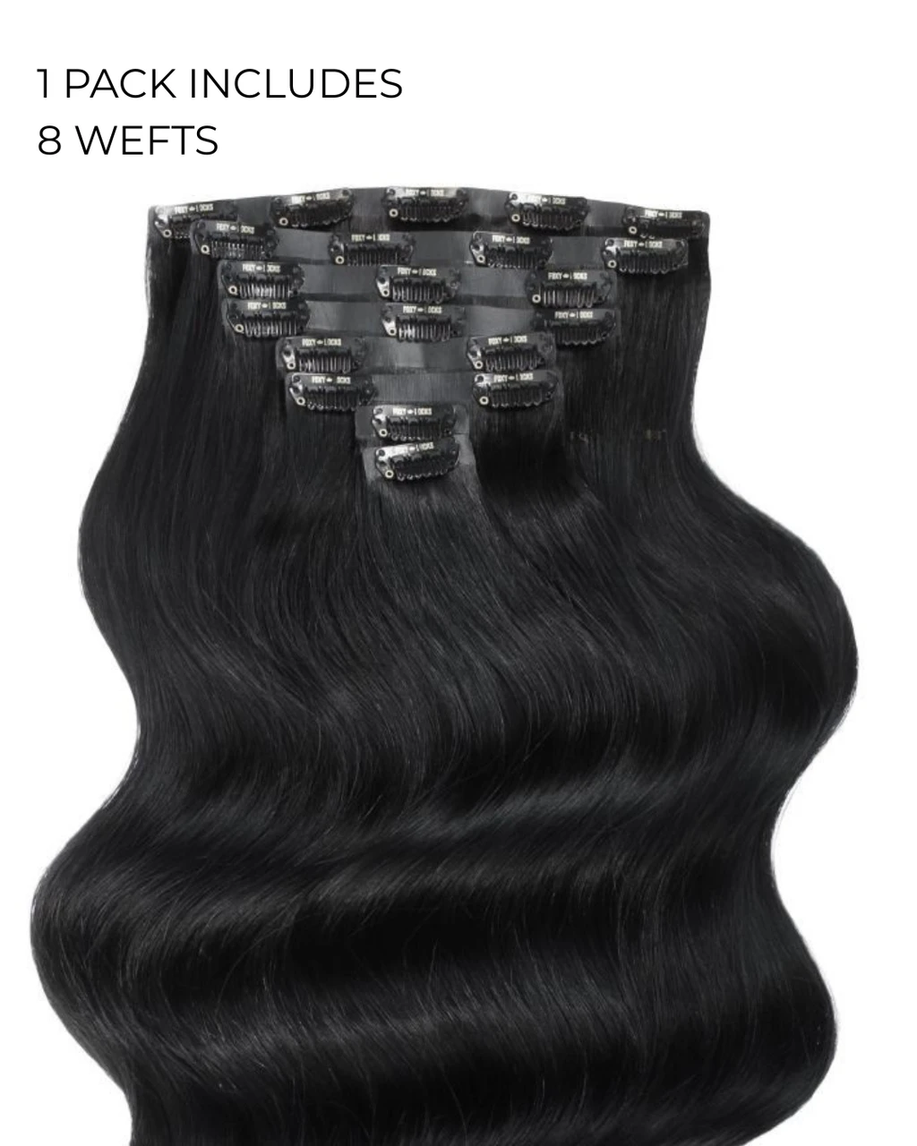 Jet Black - Invisible 20" Deluxe Clip In Remy Human Hair Extensions 200g