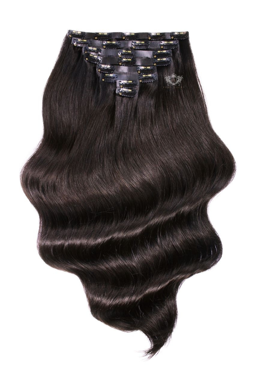 Brown Black - Invisible 20" Deluxe Clip In Remy Human Hair Extensions 200g