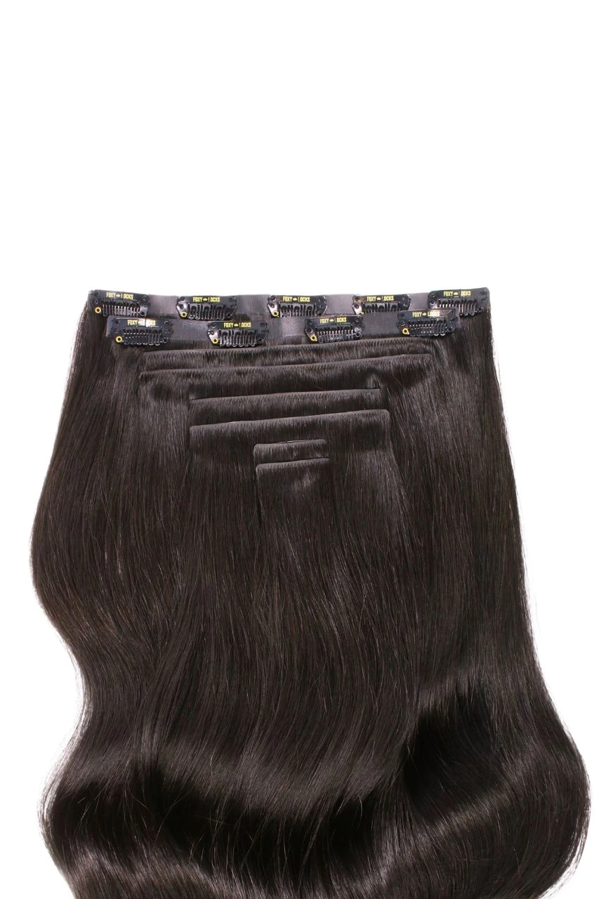Brown Black - Invisible 20" Deluxe Clip In Remy Human Hair Extensions 200g