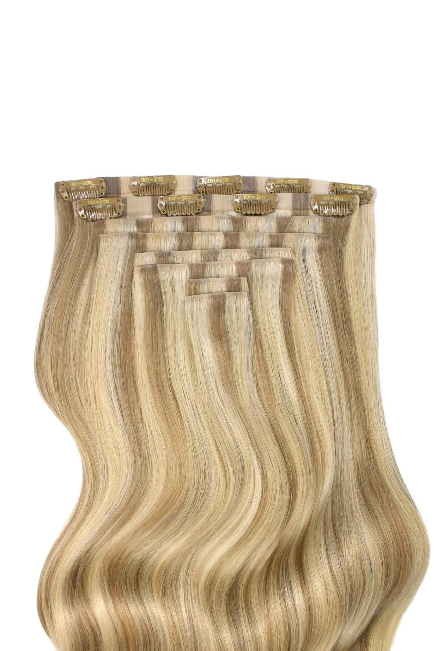 Latte Blonde - Invisible 20" Deluxe Clip In Remy Human Hair Extensions 200g