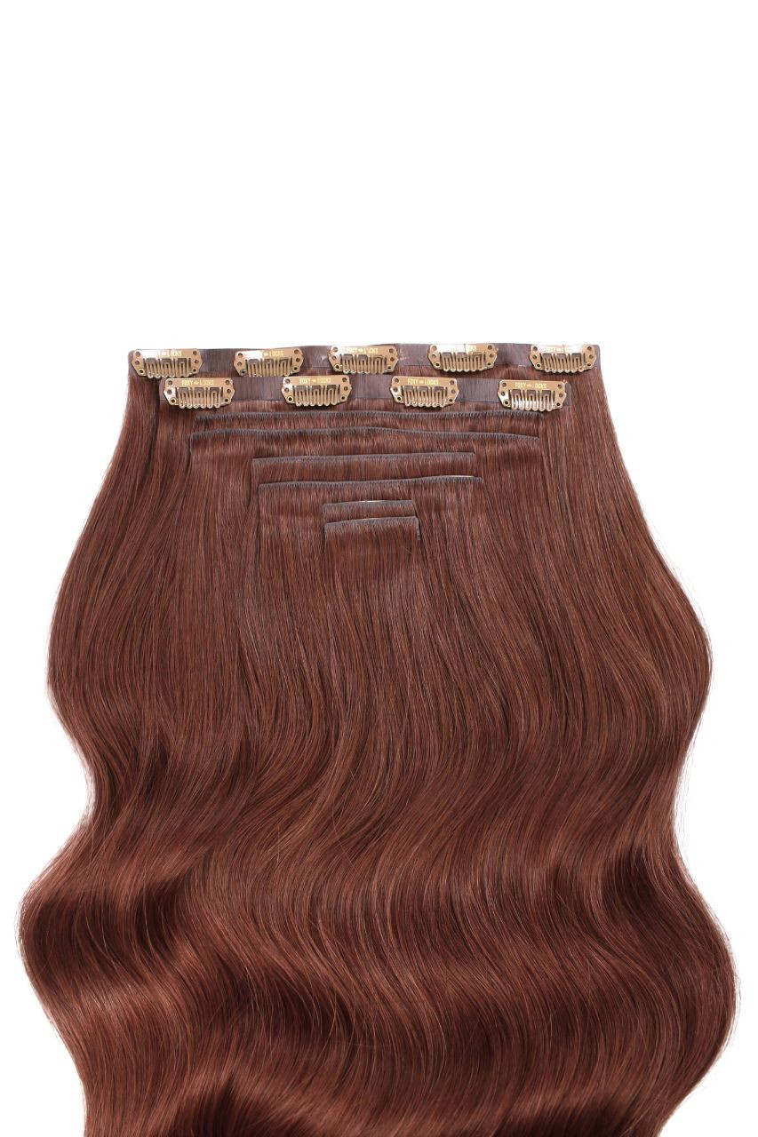 Mahogany - Invisible 20" Deluxe Clip In Remy Human Hair Extensions 200g