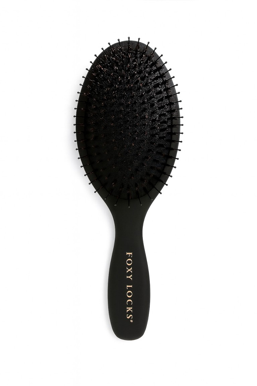 Foxy Locks 'Miracle' Eco Wooden Paddle Brush | Boar + Nylon Bristles - Matte Black