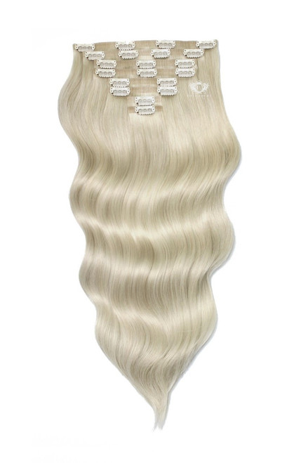 Platinum Blonde - Elegant 20" Silk Seamless Clip In Human Hair Extensions 160g