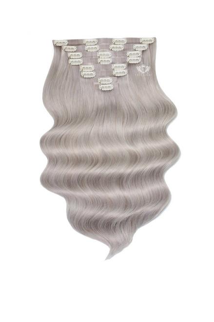 Silver Fox - Elegant 14" Silk Seamless Clip In Human Hair Extensions 120g