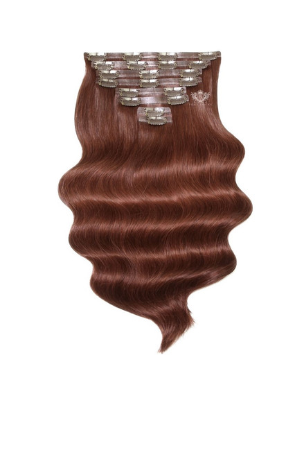 Mahogany - Elegant 16" Silk Seamless Clip In Human Hair Extensions 150g
