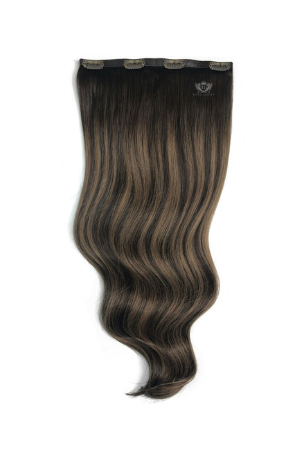 Mochaccino - Volumizer 20" Silk Seamless Clip In Human Hair Extensions 60g :Rooted:| Foxy Locks