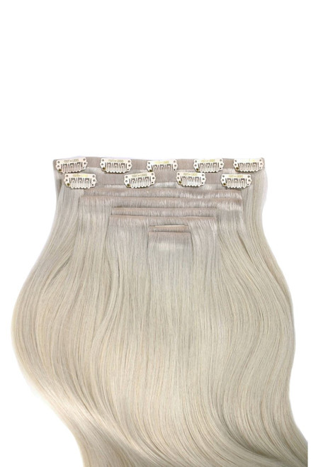 Platinum Blonde - Invisible 20" Deluxe Clip In Remy Human Hair Extensions 200g
