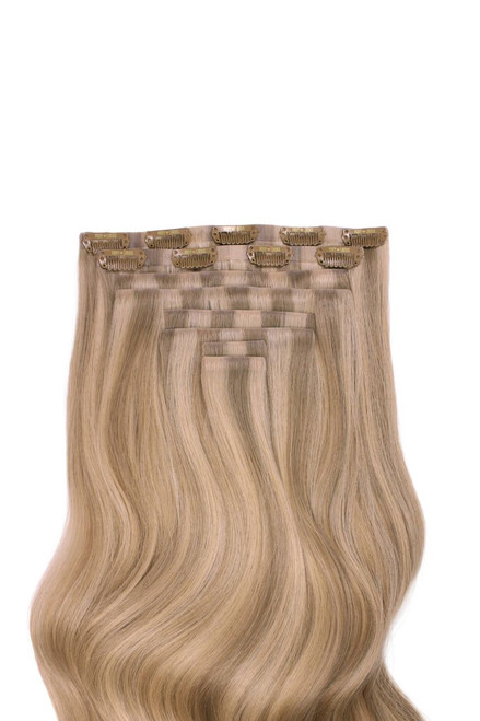 Cappuccino - Invisible 20" Deluxe Clip In Remy Human Hair Extensions 200g