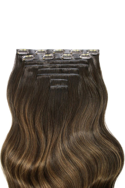 Mochaccino - Invisible 20" Deluxe Clip In Remy Human Hair Extensions 200g