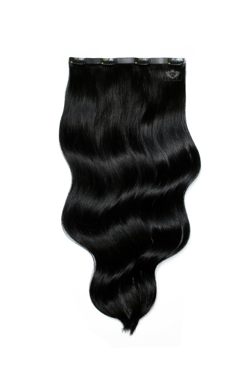 Jet Black Volumizer Clip In Human Hair Extensions