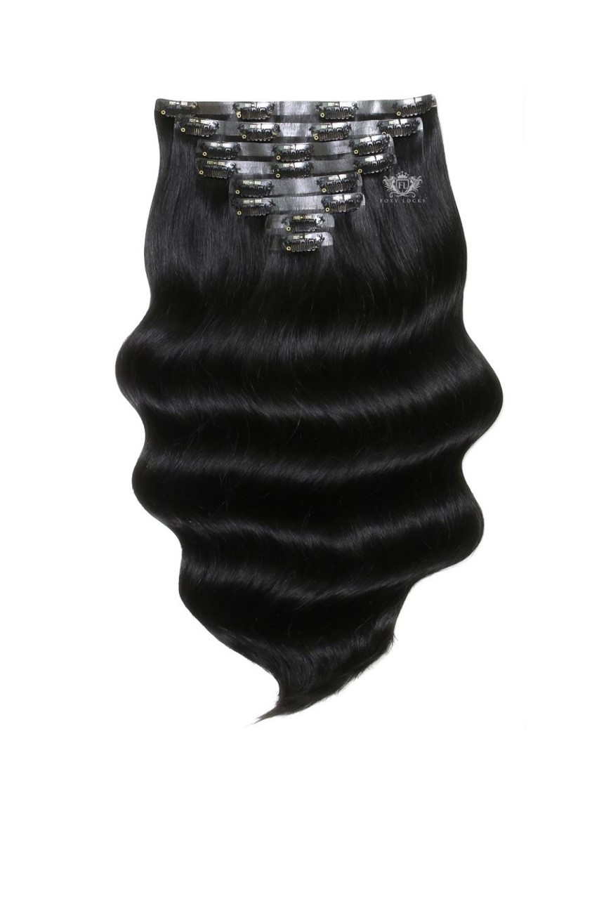 Jet Black - Seamless Clip In Remy Human Hair Extensions | Foxy Locks