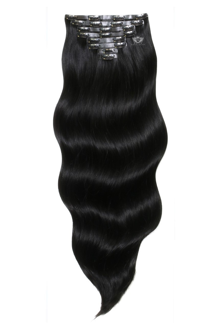 Jet Black - Seamless Clip In Remy Human Hair Extensions | Foxy Locks