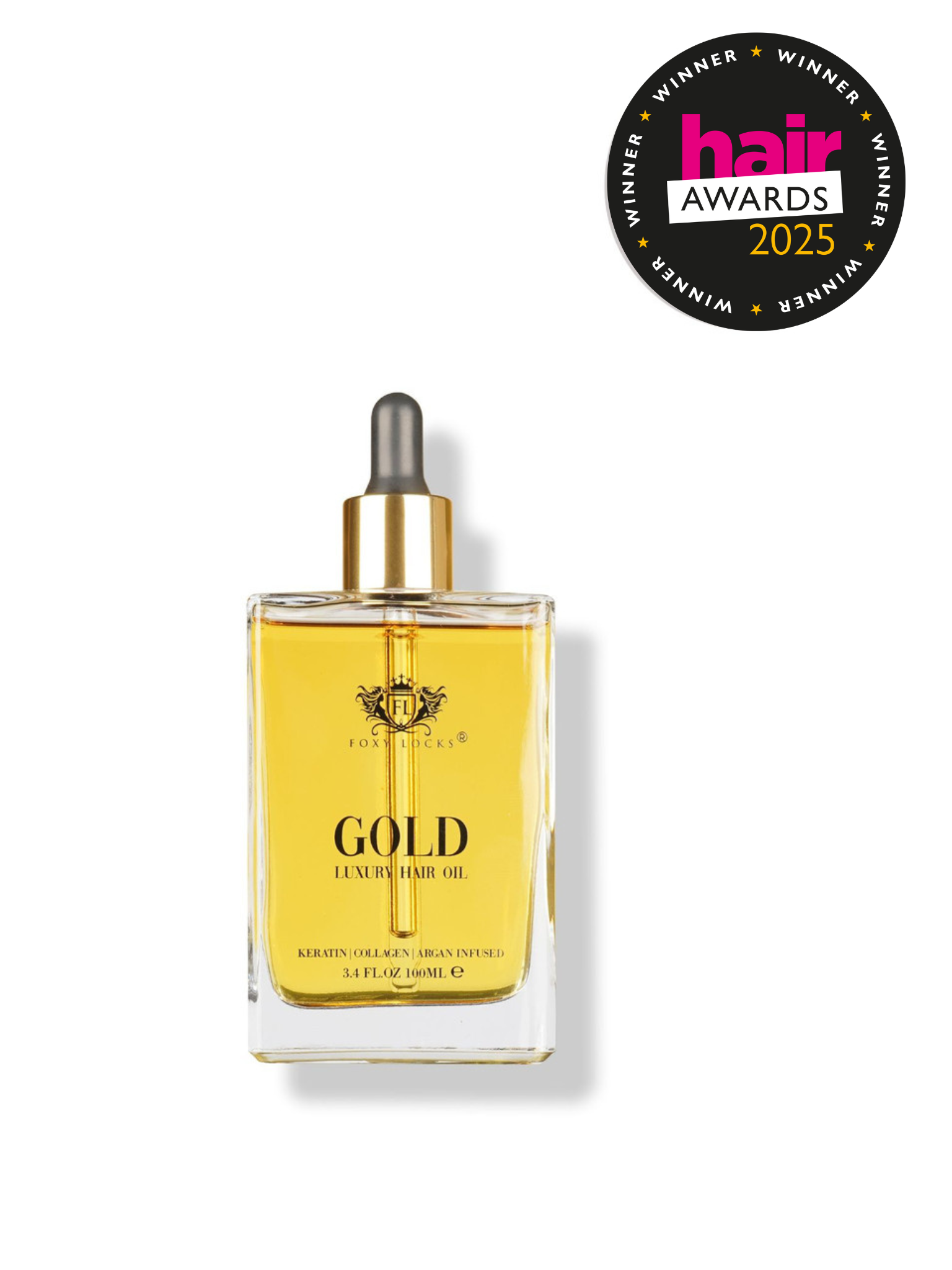 Foxy Locks Luxury GOLD Hair Oil - infused with Argan oil | Collagen | Keratin