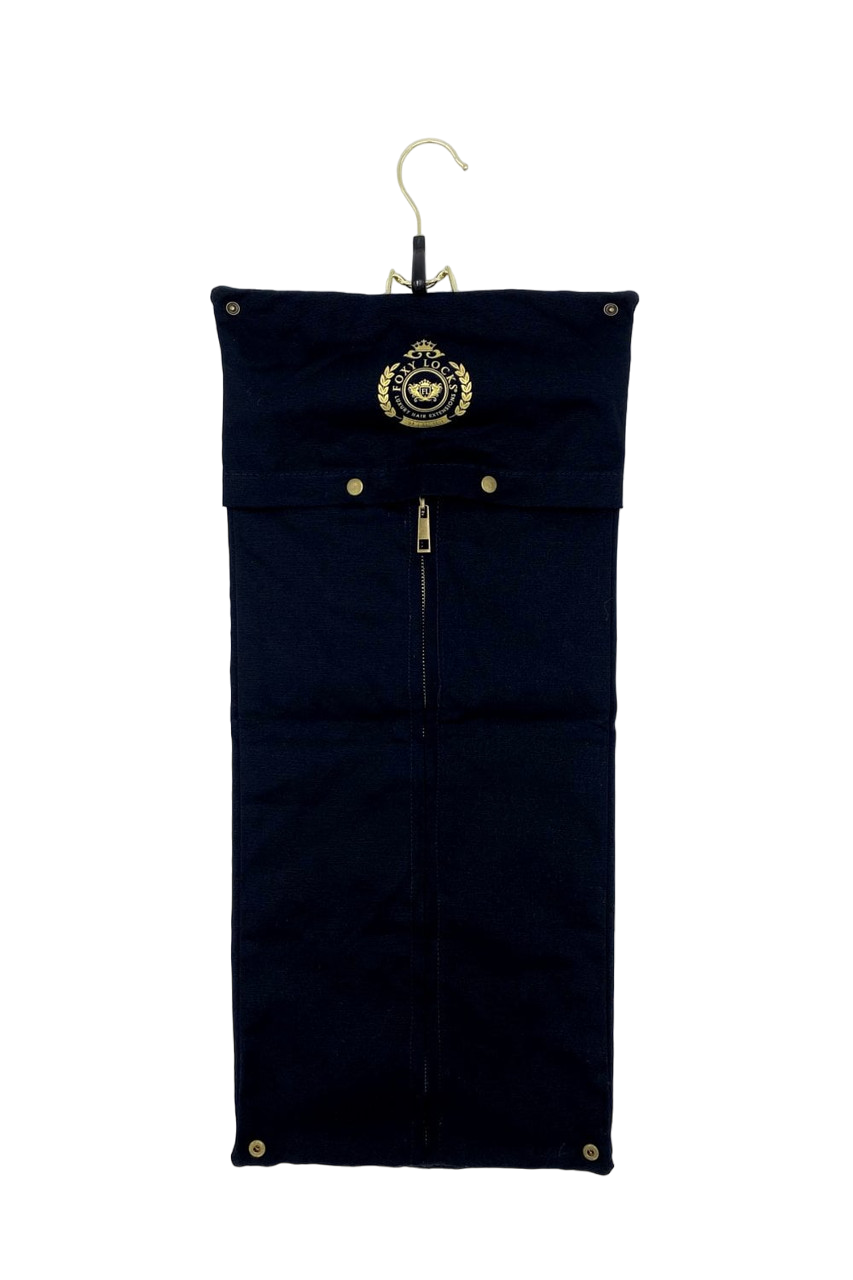 Clip In Hair Extensions Carrier + Storage Case with Hanger - Black/Gold