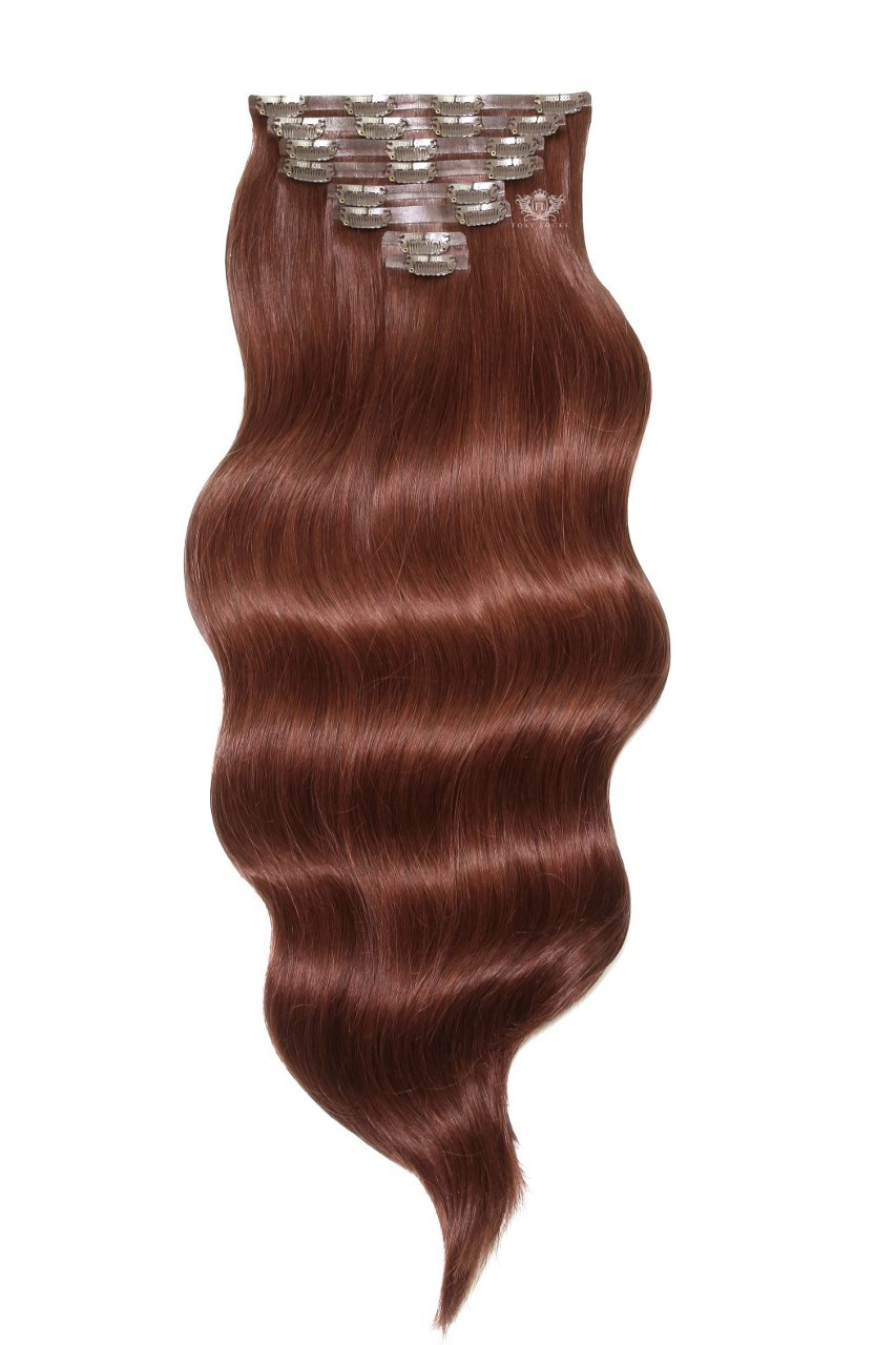 Image of Mahogany - Luxurious 24" Silk Seamless Clip In Human Hair Extensions 280g