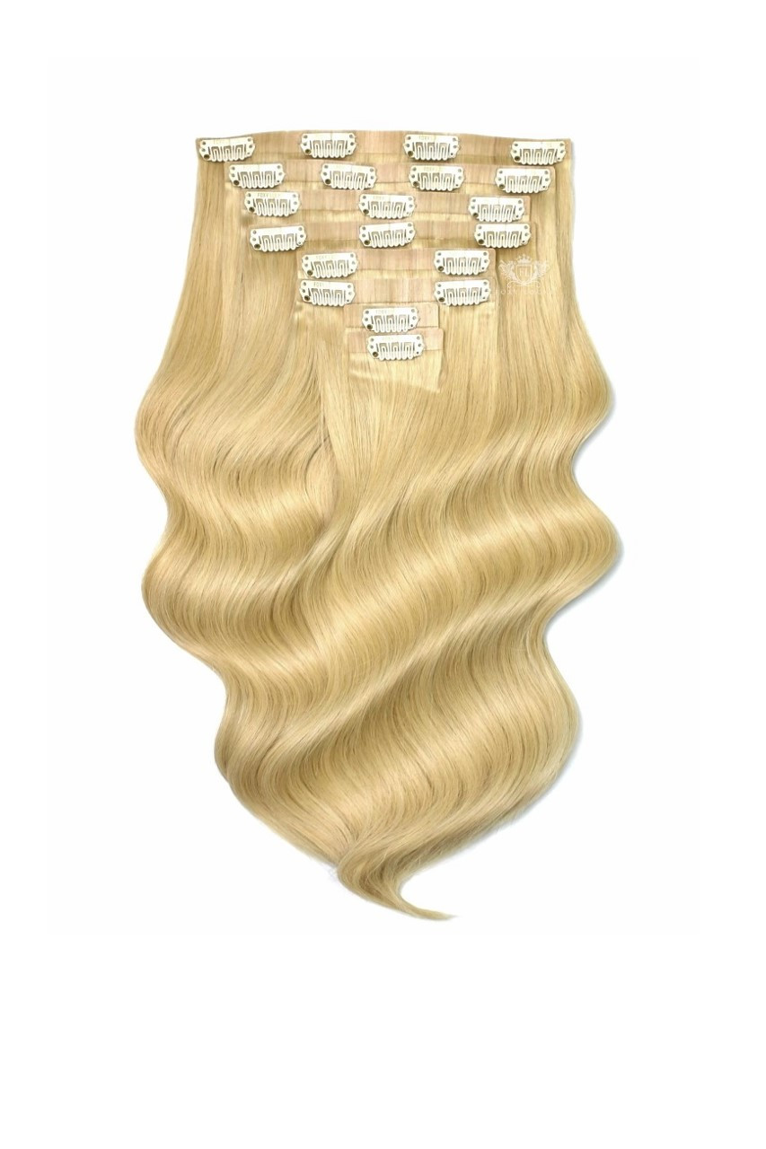 Image of Hollywood Blonde - Elegant 16" Silk Seamless Clip In Human Hair Extensions 150g