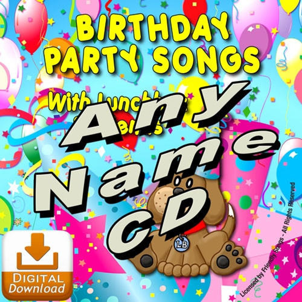 DIGITAL DOWNLOAD CUSTOM NAME Birthday Party Songs with Lunchbox Friends Personalized Childrens Music Album