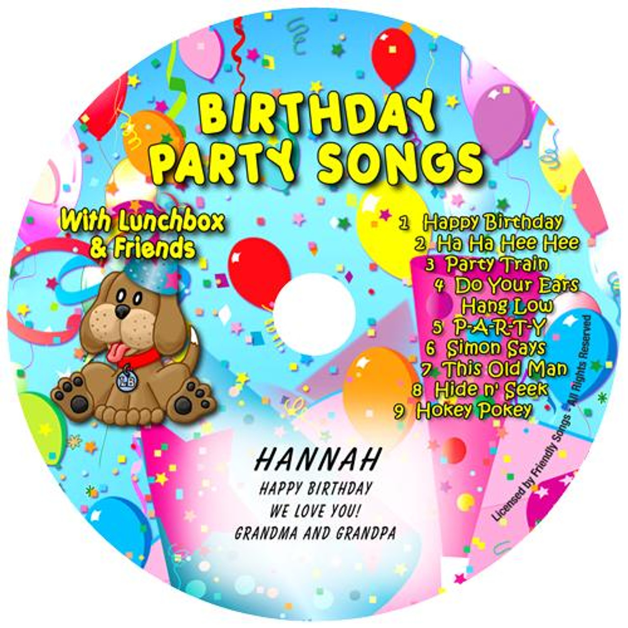 Birthday Party Songs with Lunchbox Friends Personalized Kids