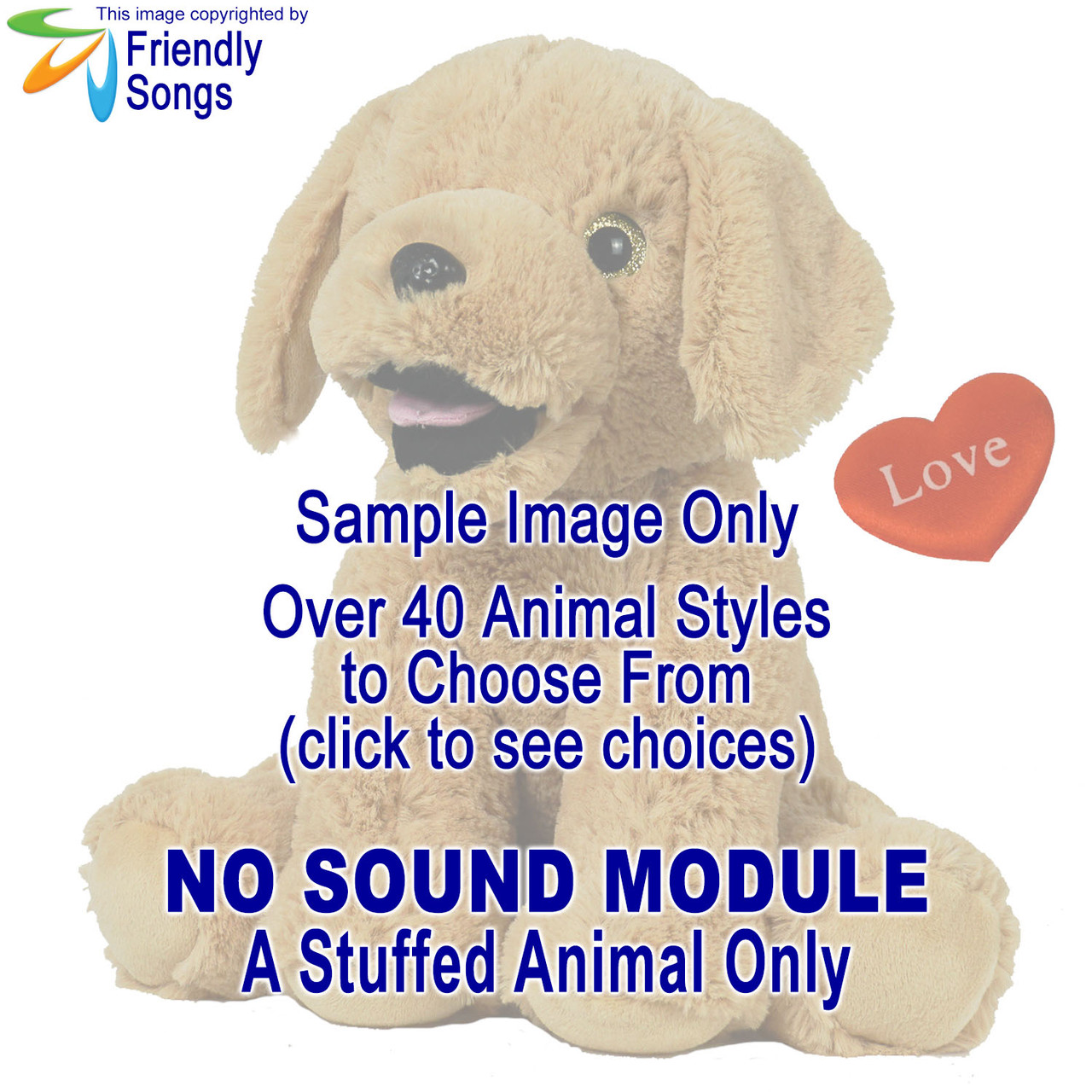 NO SOUND MODULE Stuffed Animal Plush Toy Only Personalized