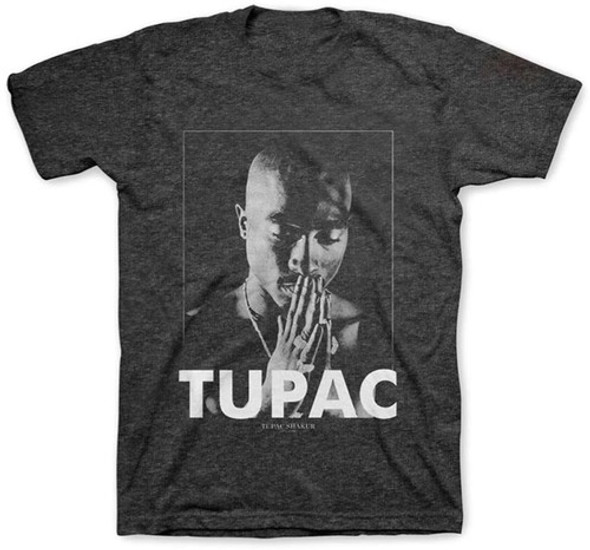 Tupac Shakur Praying Charcoal SS T-Shirt XL