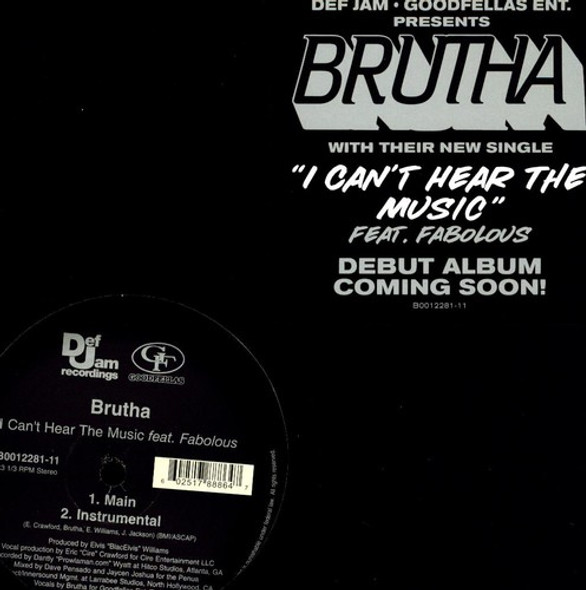 Brutha I Can'T Hear Music (X2) 12-Inch Single Vinyl