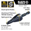 Klein Tools QRST03 Step Drill Bit, Quick Release Spiral Double-Fluted, 1/4 to 3/4-Inch, Hex Shank, Cut Steel, Wood, Plastic, Aluminum
