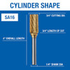 Champion Cutting Tool (SA16 TIN DC) Double Coated Carbide Bur