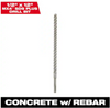 Milwaukee 48-20-8374 1/2" x 12" 4-Cutter SDS+ Carbide Drill MX4 Bit, Concrete w Rebar