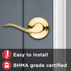 Tustin Hall/Closet Lever with Microban Antimicrobial Protection in Polished Brass, 720TNL 3 CP