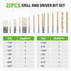 Greenworks 22 PC Titanium Twist Drill Bit Set, 135° Tip High Speed Steel, Ideal Drilling in Wood/Cast Iron/Aluminum Alloy/Plastic/Fiberglass