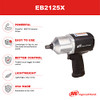 Ingersoll Rand EB2125X 1/2" Air Impact Wrench, 690 ft-Lbs Max Torque, Pistol Grip