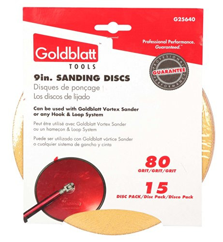 Goldblatt 15-Pack G25640 Vortex 80 Grit 9-Inch Sanding Disk