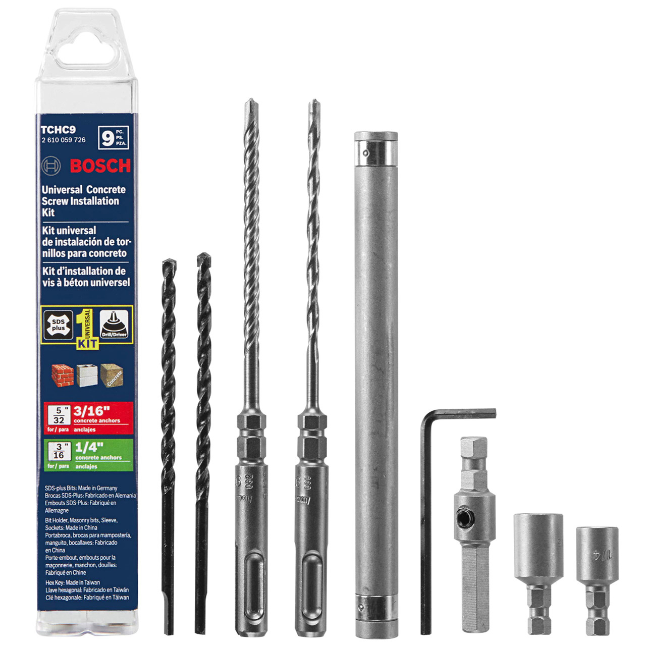 Bosch TCHC9 SDS-Plus® Universal Concrete Screw Installation 9 pc. Kit