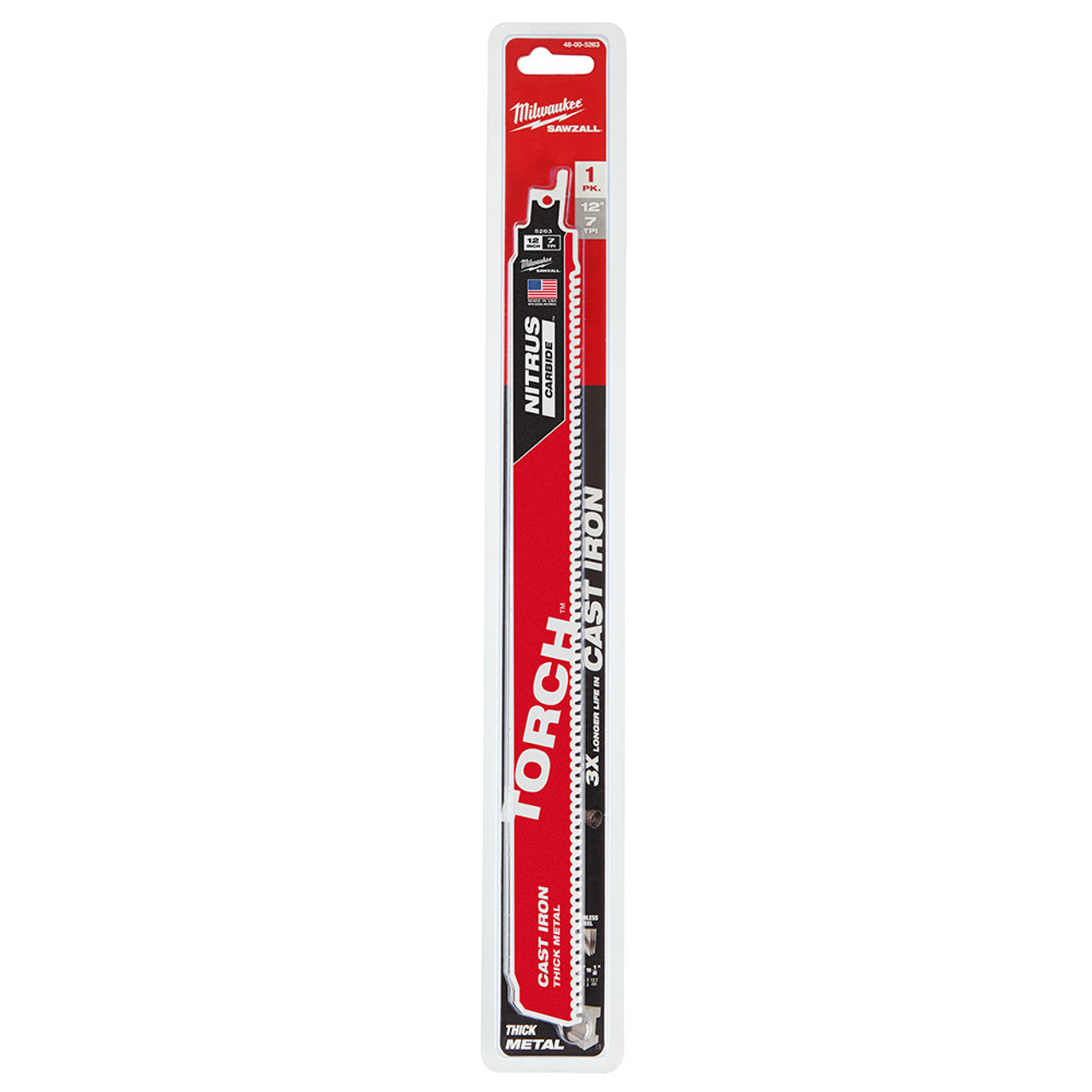 MILWAUKEE 48-00-5263 12" 7TPI The TORCH FOR CAST IRON with NITRUS CARBIDE 1PK