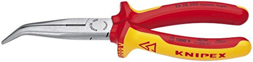 KNIPEX Tools - 8" Long Nose Pliers With Cutter, 40 Degree Angled, 1000V Insulated (2628200SBA)