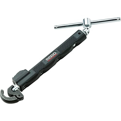 RIDGID 46753 Adjustable 10" - 17" Telescoping LED Lit Basin Pipe Wrench for Faucet , 1/2" to 1-1/4" Pipes