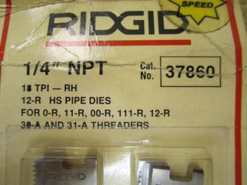 Ridgid 37860 Manual Threading/Pipe and Bolt Dies Only - 1/4 12R NPT HS Dies