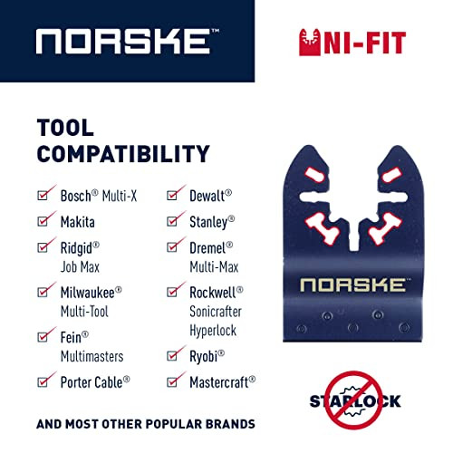 10-Pack Norske NOTP276 1-1/4" Flush Cut Oscillating Blade for Wood, Uni-Fit