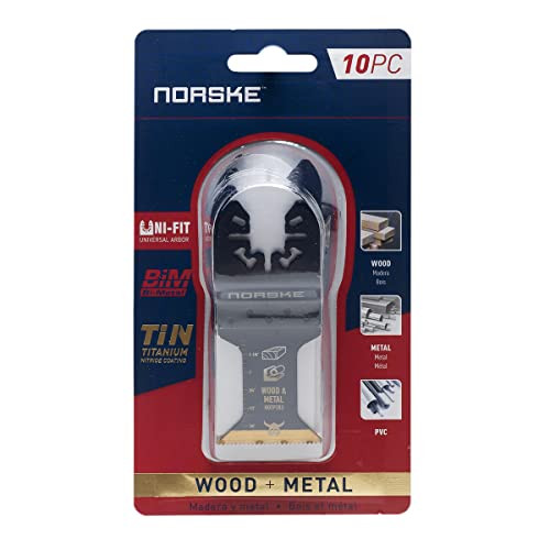 10-Pack Norske NOTP277 1-1/4" Flush Cut Bi-Metal Oscillating Blade Uni-Fit for Wood and Metal